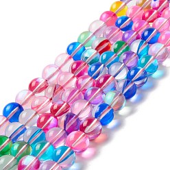 Coloré Brins synthétiques de perles de lune, ronde, colorées, 10mm, Trou: 1mm, Environ 37~39 pcs/chapelet, 14.76''~14.96'' (37.5~38 cm)