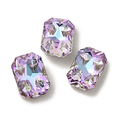 Vitrail Light K9 Glass Rhinestone Cabochons, Point Back & Back Plated, Faceted, Rectangle, Vitrail Light, 14x10x5mm