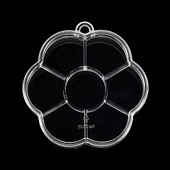 Clear Plastic Bead Storage Containers, 7 Compartments, Flower, Clear, 8.2x7.95x1.6cm, Hole: 6mm