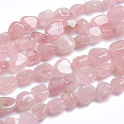 Розовый Кварц Природного розового кварца нитей бисера, упавший камень, самородки, 5~11x4~9x4~10 мм, отверстие : 0.8 мм, около 45 шт / нитка, 15.75 дюйм (40 см)