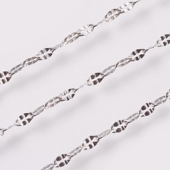 Stainless Steel Color 304 Stainless Steel Dapped Chains, Cable Chains, with Spool, Unwelded, Flat Oval, Stainless Steel Color, 4.5x2.3x0.3mm, about 32.8 Feet(10m)/roll