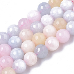 Couleur Mélangete Perles naturelles de quartz brins, teints et chauffée, imitation couleur morganite, ronde, couleur mixte, 8.5x8mm, Trou: 1mm, Environ 47 pcs/chapelet, 15.16 pouce