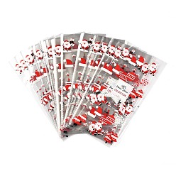 Santa Claus Пластиковые пакеты для хранения рождественской тематики, для шоколада, конфеты, печенье подарочная упаковка, Дед Мороз, 27x13x0.01 см, 100 шт / пакет