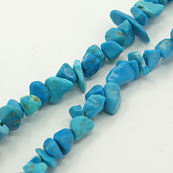 Howlite Natural Magnesite Chips Beads Strands, Dyed, 5~8mm, Hole: 0.3mm, about 32~34 inch