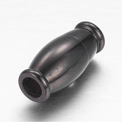 Bronze Barillet 304 fermoirs magnétiques en acier inoxydable avec extrémités à coller, gris anthracite, 14x6.5mm, Trou: 3mm