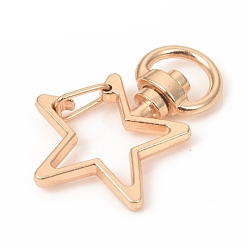 Light Gold Star Shape Zinc Alloy Swivel Lobster Clasps, Swivel Snap Hook, Light Gold, 34x24x6mm, Hole: 5x9mm