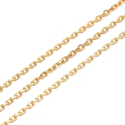 Настоящее золото 21K Вакуумная обшивка 304 кабельных цепей из нержавеющей стали, с катушкой, пайки, реальный 18 k позолоченный, 3x2x0.5 мм, 10.93 ярдов (10 м) / рулон