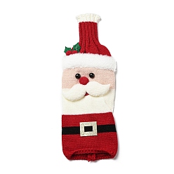 Santa Claus Manchon de bouteille de vin en fibre acrylique de Noël, pour l'emballage cadeau de vin décorer, le père noël, 285~290x97x15~23mm