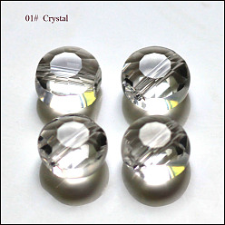 Прозрачный Имитация Австрийские кристаллические шарики, класс AAA, граненые, плоско-круглые, прозрачные, 6x3.5 мм, отверстие : 0.7~0.9 мм