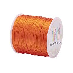 Dark Orange Nylon Thread, Rattail Satin Cord, Dark Orange, 1.0mm, about 76.55 yards(70m)/roll