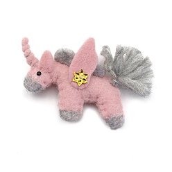 Pink Fieltro de lana poke fun unicornio accesorios navideños adornos, unicornio, rosa, 110 mm