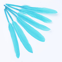 Deep Sky Blue Goose Feather Costume Accessories, Dyed, Deep Sky Blue, 100~175x13~25mm