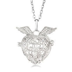 Wing Platinum Brass Cage Pendant Necklaces, Wing, 17.72~23.62 inch(45~60cm)