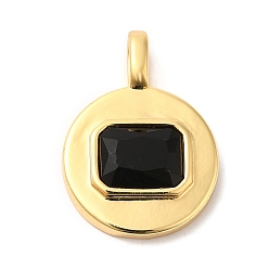 Blue Brass with Cubic Zirconia Pendants, Real 16K Gold Plated, Flat Round Charm, Blue, 20.5x15x4mm, Hole: 4x2.5mm