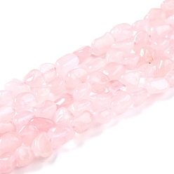 Rose Quartz Natural Rose Quartz Beads Strands, Nuggets, Tumbled Stone, 5~8.5x5.5~7x3.5~4mm, Hole: 0.7mm, about 64pcs/strand, 16.34''(41.5cm)