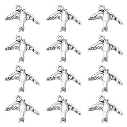 Antique Silver Alloy Pendants, Bird, Lead Free and Cadmium Free, Antique Silver, 17.5x22.5x1.5mm, Hole: 2mm