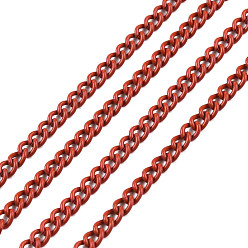 Brique Rouge Électrophorèse chaînes de fer tordues, non soudée, avec bobine, couleur unie, ovale, firebrick, 3x2.2x0.6mm, environ 328.08 pieds (100 m)/rouleau