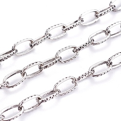 Antique Silver Iron Cable Chains, Unwelded, with Spool, Flat Oval, Antique Silver, 8x5x1.2mm, about 164.04 Feet(50m)/roll