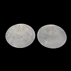 Белый Дым Плоские круглые Capiz оболочки большие подвески, серый, 60x1 мм, отверстие : 2 мм
