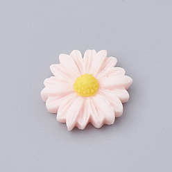 Pink Resin Cabochons, Flower/Daisy, Pink, 23x22x7mm