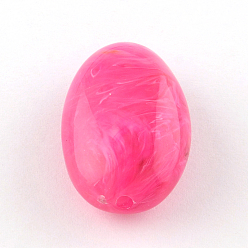 Rose Foncé Perles acryliques ovale imitation de pierres précieuses, rose foncé, 41x26x15mm, trou: 3 mm, environ 46 pcs / 500 g
