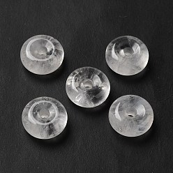 Cristal de cuarzo Colgantes europeos de cristal de cuarzo natural, dijes de donut/disco pi, Grandes colgantes agujero, 16~17x6~7 mm, agujero: 3~3.5 mm