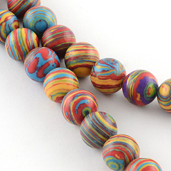 Разноцветный Окрашенные синтетическое драгоценный камень круглый шарик нити, красочный, 8 мм, отверстие : 1 мм, около 48~51 шт / нитка, 15.2~15.7 дюйм