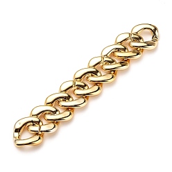 Golden Handmade UV Plating Acrylic Curb Chains, Twisted Chains, Golden, Link: 31x29x6mm, about 39.37 inch(1m)/strand