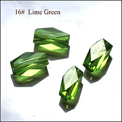 Зеленый лайм Имитация Австрийские кристаллические шарики, класс AAA, граненые, колонка, зеленый лайм, 8x5.5 мм, отверстие : 0.7~0.9 мм