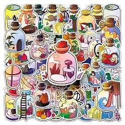 Color mezclado 50 pegatinas autoadhesivas impermeables de pvc con tema de vista de botella de piezas, dibujos animados pegatinas, para regalos decorativos de fiesta, color mezclado, 55~85 mm
