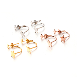 Mixed Color 304 Stainless Steel Ear Studs, Star, Mixed Color, 20~25x8mm, Pin: 0.8mm