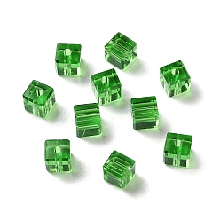 Verde Imitación de vidrio cuentas de cristal austriaco, facetados, suqare, verde, 5.5x5.5x5.5 mm, agujero: 1 mm