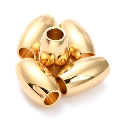 Настоящее золото 24K Латунные бусины, долговечный, овальные, реальный 24 k позолоченный, 8x5 мм, отверстие : 2 мм