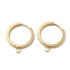 Real 24K Gold Plated 201 Stainless Steel Huggie Hoop Earrings Findings, with Vertical Loop, with 316 Surgical Stainless Steel Earring Pins, Ring, Real 24K Gold Plated, 20x2mm, Hole: 2.7mm, Pin: 1mm