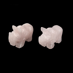 Quartz Rose Figurines de rhinocéros de guérison sculptées en quartz rose naturel, statues de pierres de reiki pour la thérapie de méditation équilibrant l'énergie, 52~58x21.5~24x35~37mm