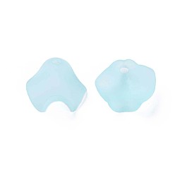 Cyan Transparent Acrylic Beads, Frosted, Petal, Cyan, 15x14.5x5mm, Hole: 2mm, about 1700pcs/500g