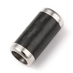 Black 304 Stainless Steel Magnetic Clasps with Glue-in Ends, Column, Electrophoresis Black & Stainless Steel Color, 21x10mm, Hole: 6mm