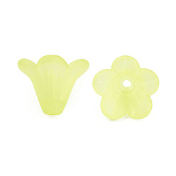 Jaune Perles acryliques givrés, fleur, jaune, 10x13.5mm, Trou: 1.8mm, environ1600 pcs / 500 g