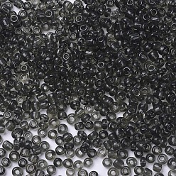 Gray Glass Seed Beads, Transparent, Round, Round Hole, Gray, 8/0, 3mm, Hole: 1mm, about 1111pcs/50g, 50g/bag, 18bags/2pounds
