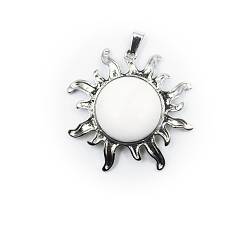 Howlite Natural Howlite Pendants, Sun Charms, with Platinum Plated Alloy Findings, 39x39mm