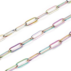 Rainbow Color Ионное покрытие (ip) 304 цепи для канцелярских скрепок из нержавеющей стали, тянутые удлиненные кабельные цепи, пайки, с катушкой, Радуга цветов, 10x3.5x0.8 мм, около 32.8 футов (10 м) / рулон