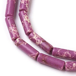 Medium Orchid Synthetic Imperial Jasper Beads Strands, Dyed, Column, Medium Orchid, 13~15x4.5mm, Hole: 1mm, about 28~29pcs/strand, 14.96 inch(38cm)