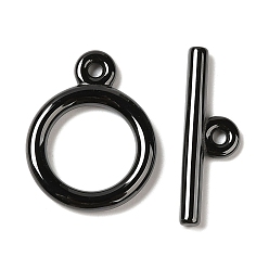 Negro Cierres de palanca de cerámica de circonio biocerámico, sin decoloración e hipoalergénico, sin níquel, anillo, negro, anillo: 22.5x17.5x3 mm, bar: 25x7.5x3 mm, agujero: 1.8 mm