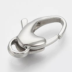 Stainless Steel Color 304 Stainless Steel Lobster Claw Clasps, Oval, Stainless Steel Color, 20x11x5mm, Hole: 2x4.5mm