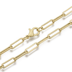 Mate Dorado Color Cadenas de clip de latón, Elaboración de collar de cadenas de cable alargadas dibujadas, con cierre de langosta, color dorado mate, 17.71 pulgada (45 cm) de largo, link: 3.7x12 mm, anillo de salto: 5x1 mm