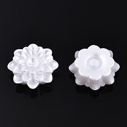 Creamy White ABS Plastic Imitation Pearl Cabochons, Flower, White, 20x20x8mm, about 200pcs/bag
