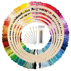 Mixed Color DIY Cross Stitch Counted Kits, including Threads, Bamboo Embroidery Hoop, Blunt Needle, Mixed Color, 106pcs/set