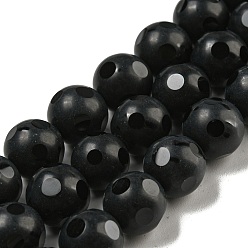 Black Onyx Natural Black Onyx Round Bead Strands, Faceted and Frosted, 8mm, Hole: 1mm, about 50pcs/strand, 15.74 inch