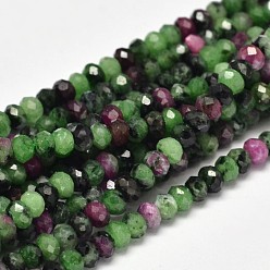 Ruby in Zoisite Faceted Rondelle Grade AA Natural Ruby in Zoisite Bead Strands, 6x4mm, Hole: 1mm, about 99pcs/strand, 15.5 inch