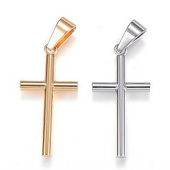 Mixed Color 304 Stainless Steel Pendants, Cross, Mixed Color, 34x17x3mm, Hole: 9x4mm